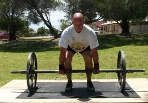 Peter Phillips performing an Apollon's Lift on a set of replica Apollon's Wheels he had made specifically for this event.