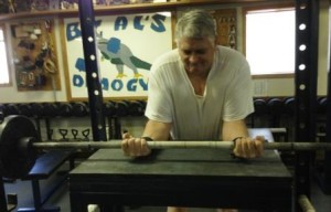 LaVerne Myers trains the wrist curl in preparation for the USAWA Grip Championships.