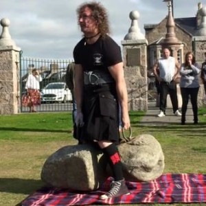 Stevie Shanks making a successful lift of the Dinnie Stones unassisted on October 3rd, 2015.