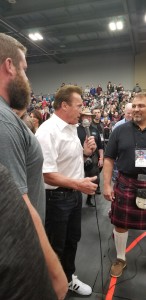 Got to meet Arnold for the 3rd time.  Here he is talking about the Highland Games