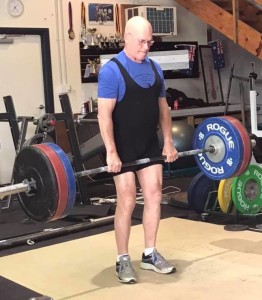 Denny Habecker, at 77 years of age, setting a new IAWA World Record in the Ciavattone Deadlift with a lift of 125 KG. 