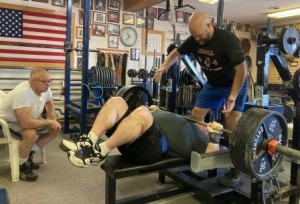 Clint Poore setting a new USAWA record in the Bench Press Feet in the Air!