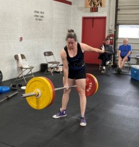 Beth had a record breaking performance in the One Hand Deadlift  with this 101 KG successful lift!